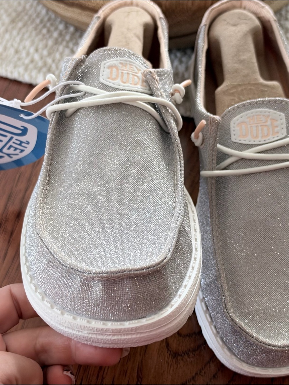 Hey Dude womens Silver Glitter Wendy Slip-On Shoes
